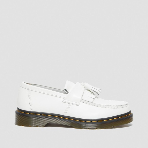 DR MARTENS ADRIAN YELLOW STITCH LEATHER TASSEL LOAFERS WHITE SMOOTH LEATHER - Picture 6 of 8